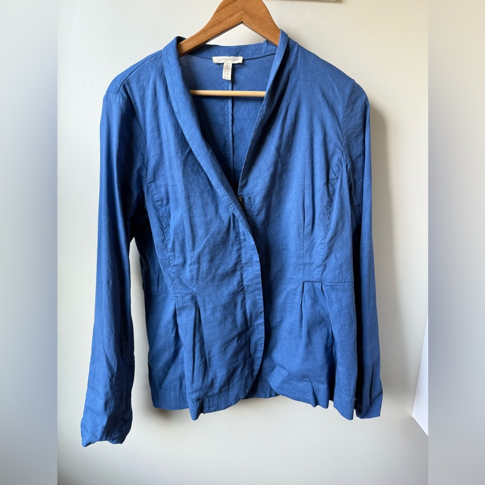 EILEEN‎ FISHER Organic Linen Blend Peplum Jacket Zip Sustainable Lightweight M